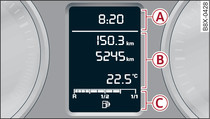 Instrument cluster: Display on vehicles without driver information system